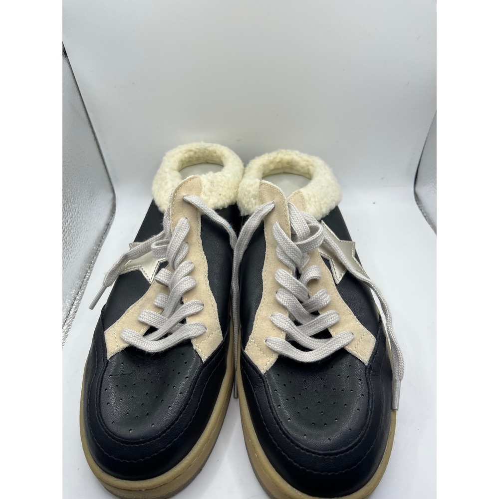 Women's MIIM Black Beige‎ Star Sherpa Lined Sneakers Shoes US 9